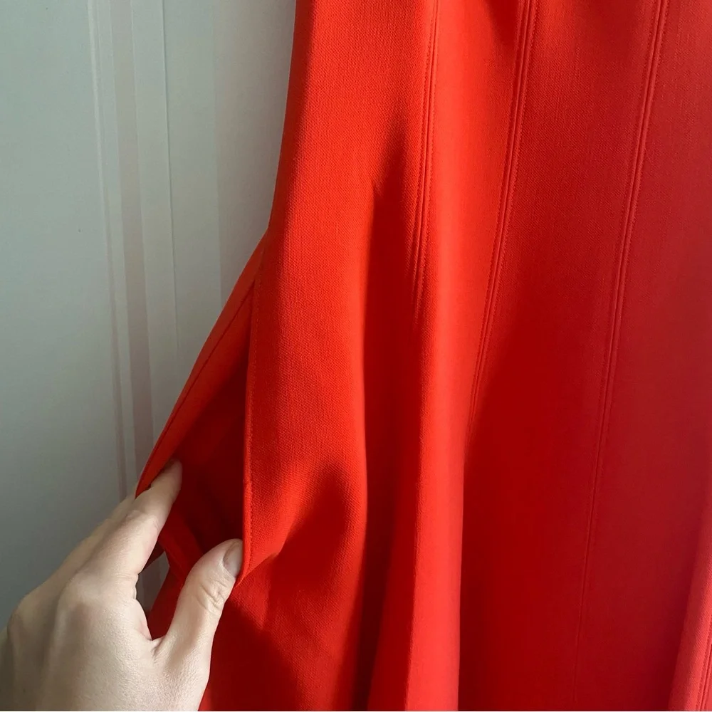 Halston Heritage NWT Sleeveless Scoop neck Red Fit-&-flare midi Dress size 4. - Picture 7 of 11